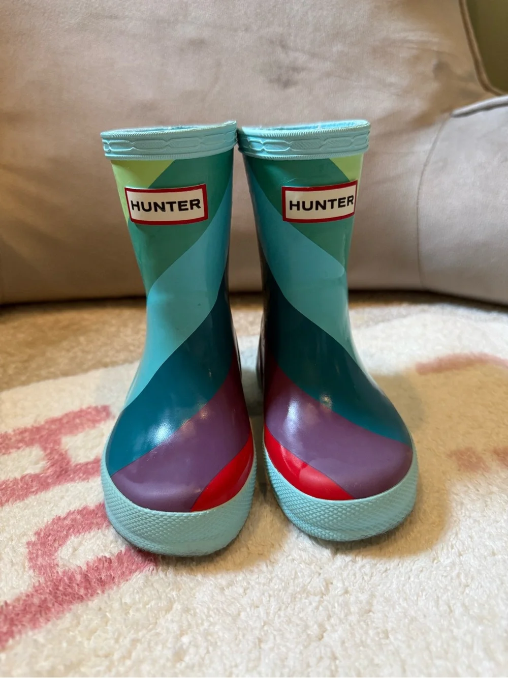 Hunter's Rainbow Striped Toddler Rain Boots